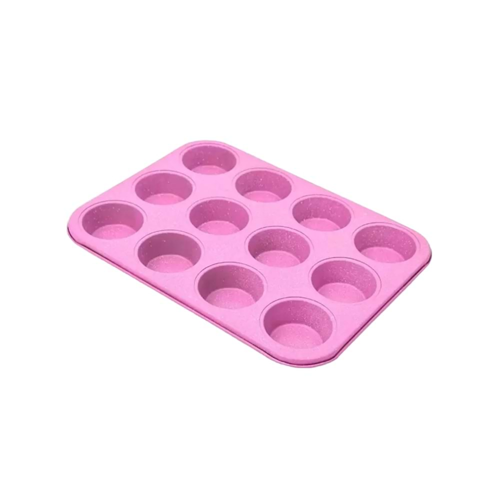 Muffin Kek Kalıbı 12'li Pembe Renk