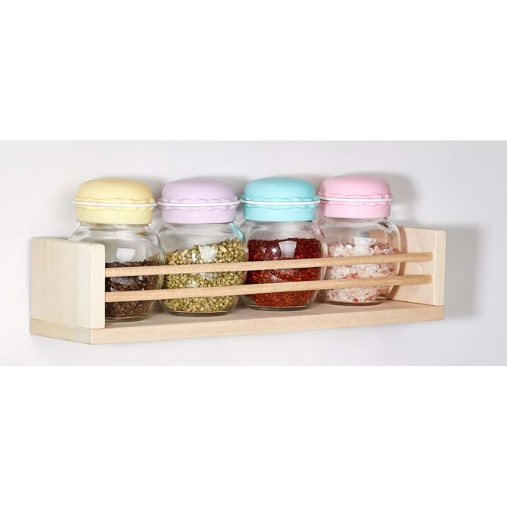 Macaron 4'lü Stantlı Baharatlık Seti